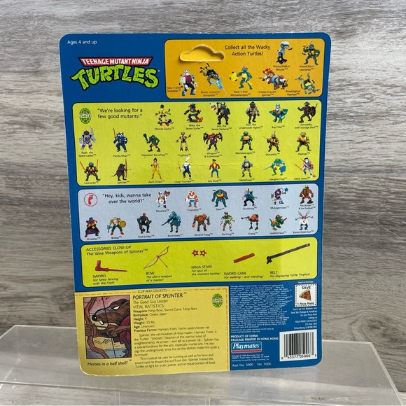 Playmates Teenage Mutant Ninja Turtles Splinter Action Figure 1990 Unpunched - Picture 5 of 5